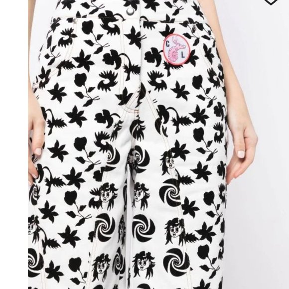 Chopova Lowena Black and White Flocked Jeans XS or 26" Waist NWT MSRP - Picture 8 of 12